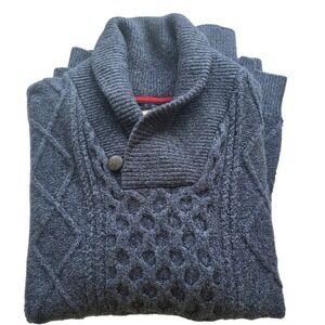 Wind River‎ Mens XL Shawl Collar Cable Knit Sweater Blue